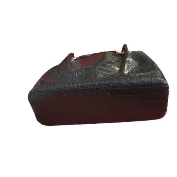 Aldo Black Crocodile-Embossed Satchel - Picture 6 of 6